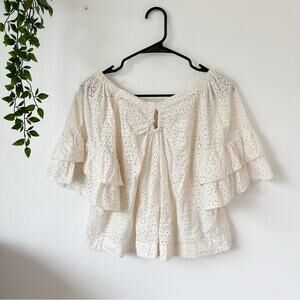 La Vie Rebecca Taylor Eyelet Off-the-Shoulder Blouse Sz XS